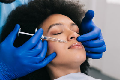 woman having botox treatment with injection